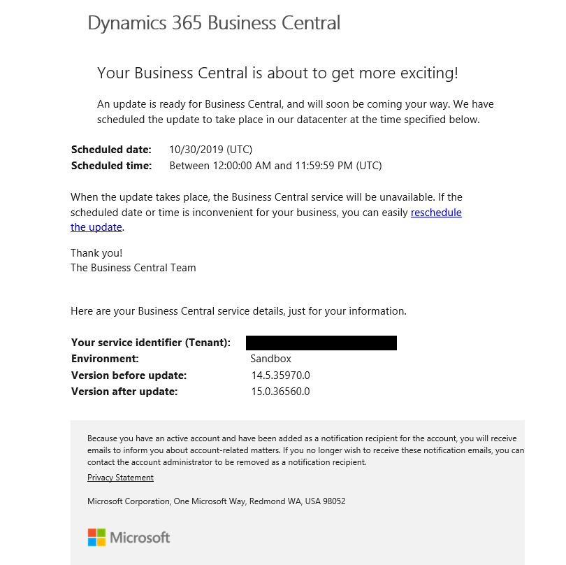 business central update email confirmation Vinergy Microsoft Cloud Solutions And Migration